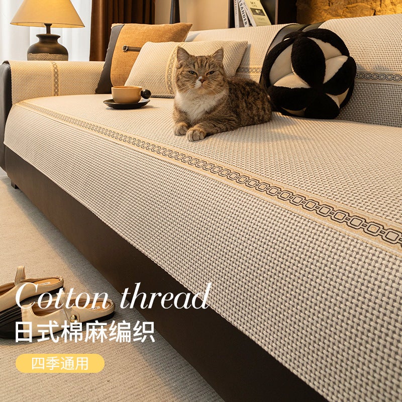 Chenille Sofa Cushion Non-Slip Simple Four-Season Universal Living Room Light Luxury Straight Leather Sofa Cushion Cover - Image 2