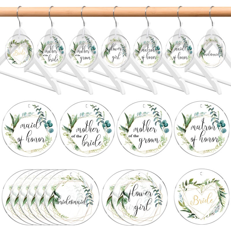 Unittype Unittype 13 Pack Bridesmaid Hanger Tags with White Ribbons Acrylic Hangers Tag Gifts for Bride Maid of Honors Wedding Dress Luggage Bachelor Party 