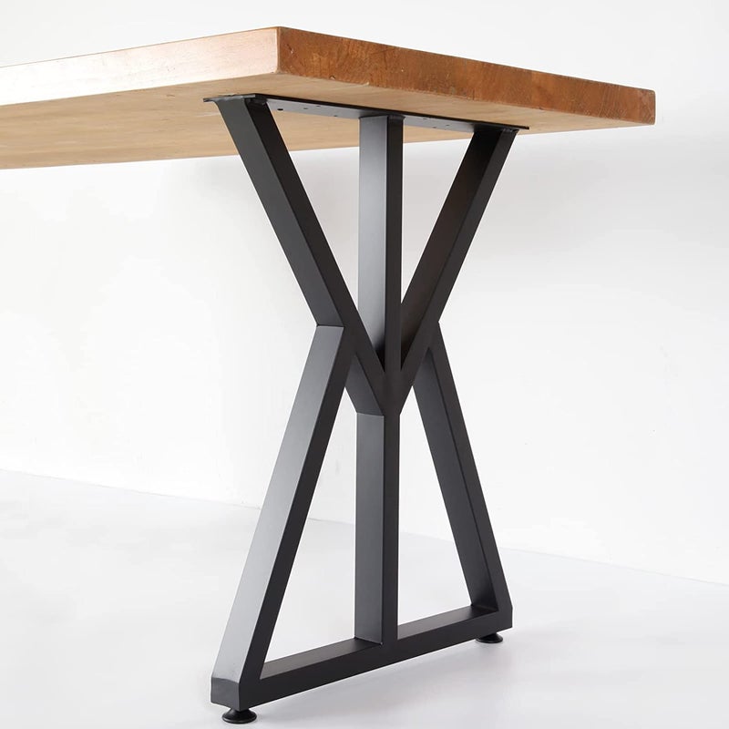 DECORILA Metal Black Table Legs Heavy Duty Square Iron Desk Black Legs 28 Height 18 Wide Furniture LegsDining Table LegsIndustrial Table Legs Set of 2Only Legs Without Board W Shape - Image 1