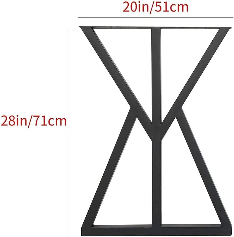 DECORILA Metal Black Table Legs Heavy Duty Square Iron Desk Black Legs 28 Height 18 Wide Furniture LegsDining Table LegsIndustrial Table Legs Set of 2Only Legs Without Board W Shape - Image 2