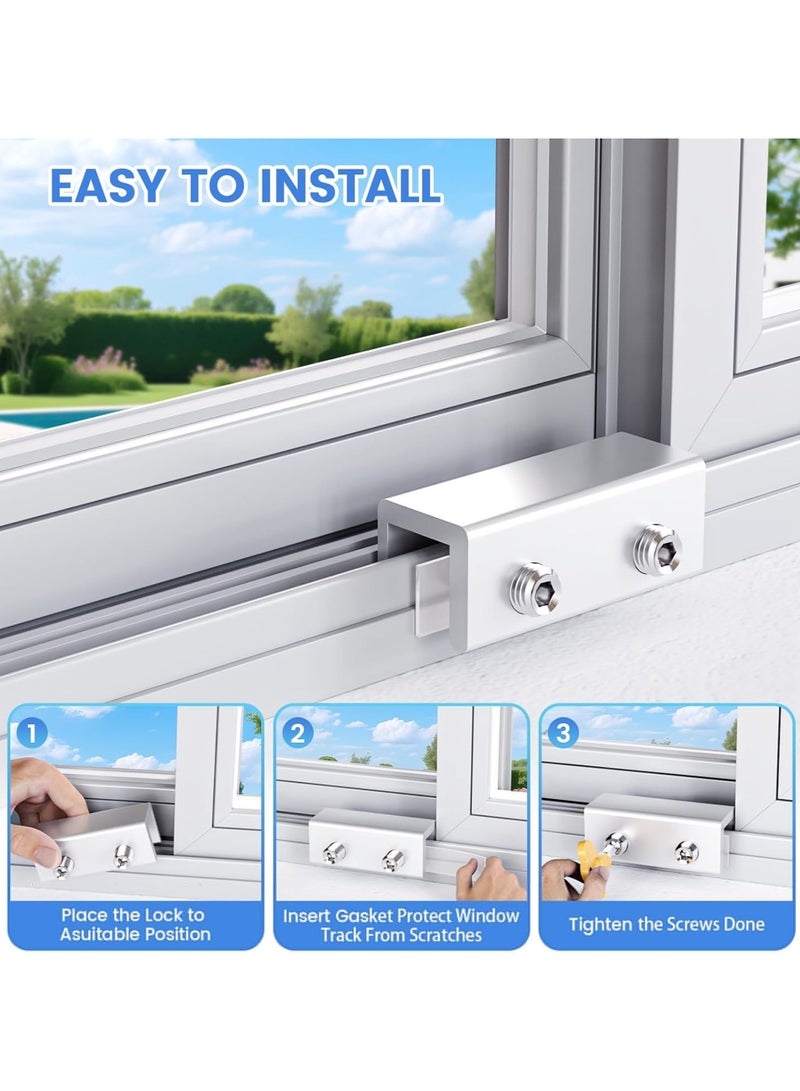 Risen 3Pcs Window Locks,  Adjustable Sliding Window Door Safety Locks with Key, Aluminum Window Locks Security Stoppers Adjustable Security Locks for Vertical Horizontal Slide Door Windows - Image 4