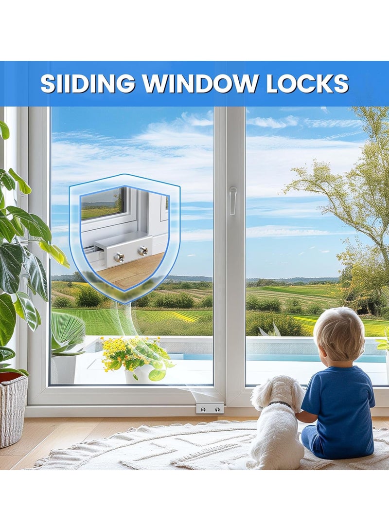 Risen 3Pcs Window Locks,  Adjustable Sliding Window Door Safety Locks with Key, Aluminum Window Locks Security Stoppers Adjustable Security Locks for Vertical Horizontal Slide Door Windows - Image 2