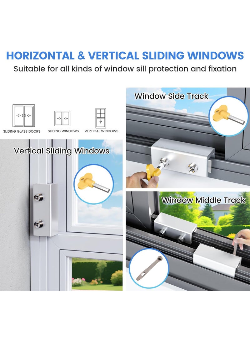 Risen 3Pcs Window Locks,  Adjustable Sliding Window Door Safety Locks with Key, Aluminum Window Locks Security Stoppers Adjustable Security Locks for Vertical Horizontal Slide Door Windows - Image 5