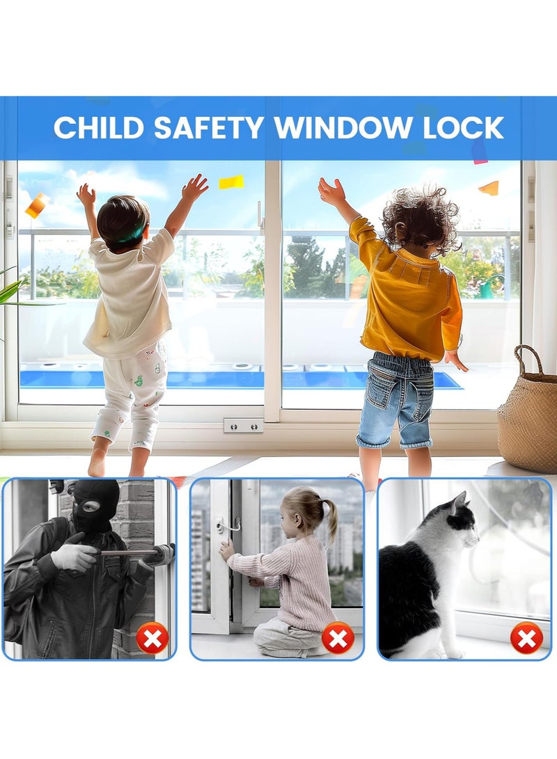 Risen 3Pcs Window Locks,  Adjustable Sliding Window Door Safety Locks with Key, Aluminum Window Locks Security Stoppers Adjustable Security Locks for Vertical Horizontal Slide Door Windows - Image 3