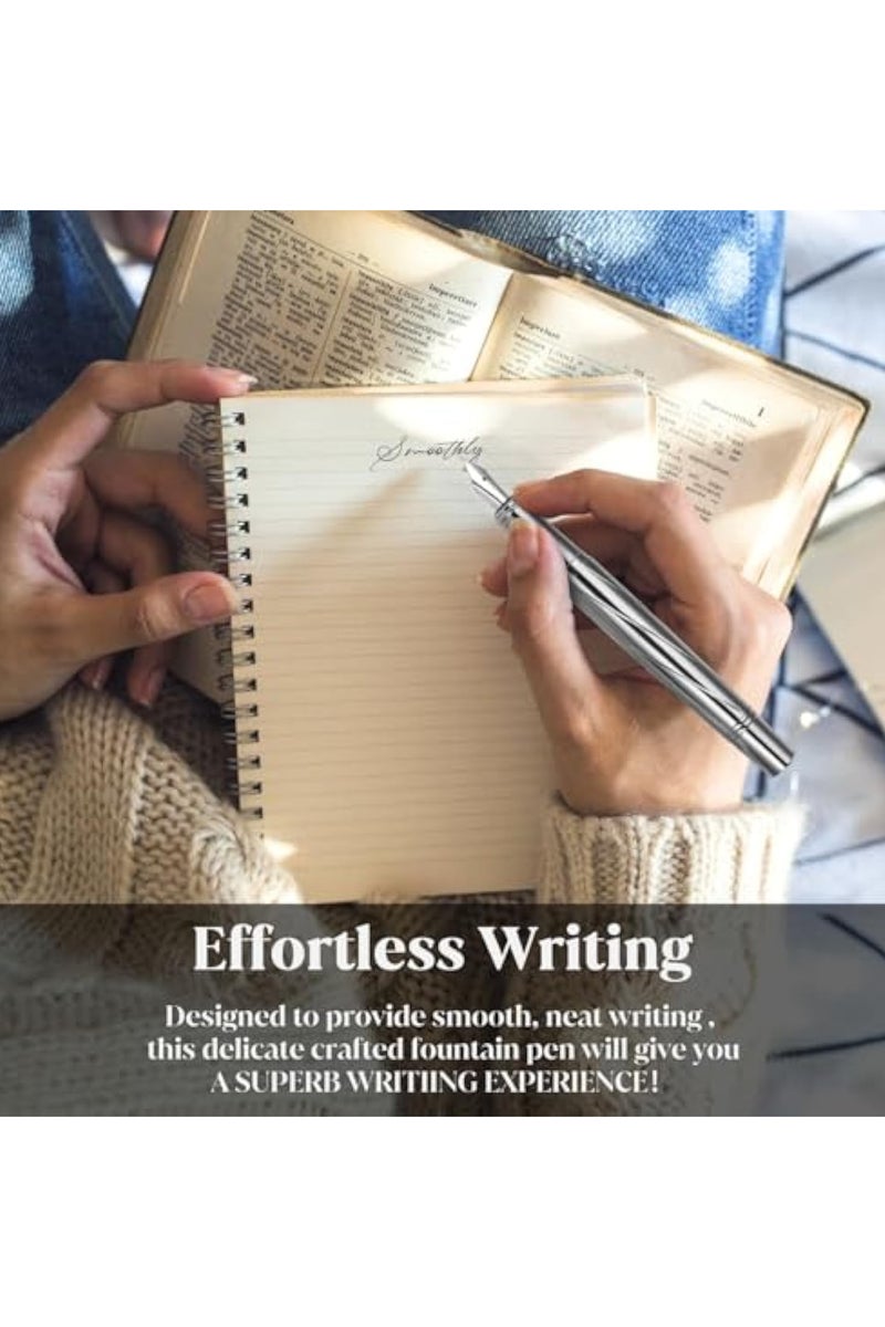 انسجام مجموعة أقلام حبر جاف للأعمال، أقلام حبر جاف معدنية، أقلام حبر جاف فاخرة، مجموعة أقلام حبر جاف فاخرة مع 12 خرطوشة حبر مقاس 3.4 مم، كتابة سلسة لتدوين اليوميات، لوازم مكتبية ومدرسية - Image 5