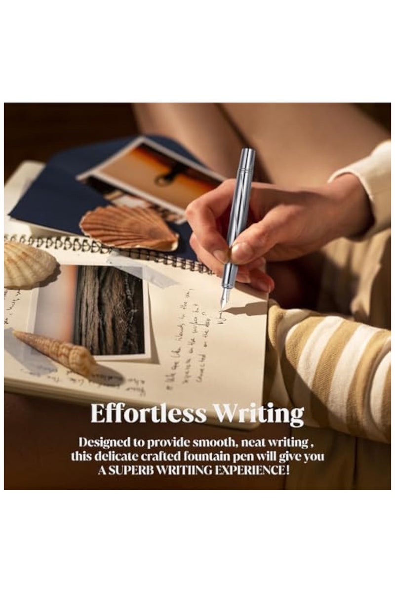 انسجام مجموعة أقلام حبر جاف للأعمال، أقلام حبر جاف معدنية، أقلام حبر جاف فاخرة، مجموعة أقلام حبر جاف فاخرة مع 12 خرطوشة حبر مقاس 3.4 مم، كتابة سلسة لتدوين اليوميات، لوازم مكتبية ومدرسية - Image 4