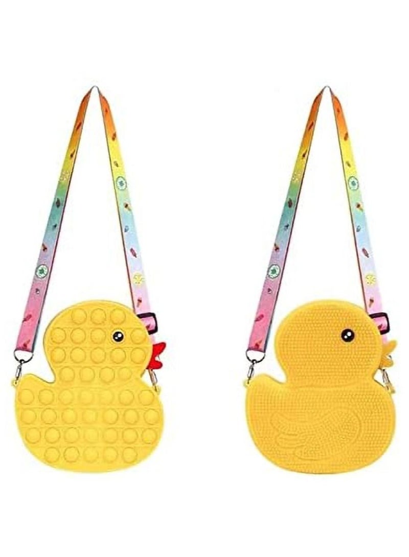 إستيل حقيبة كتف بطة صفراء من بوب فيدجيت تويز ، ألعاب بوب فيدجيت إيت بورس بوبر دفع فقاعات فيدجيت ، ألعاب تخفيف التوتر للأطفال ، اللوازم المدرسية ، حقيبة الظهر للبنات - Image 1