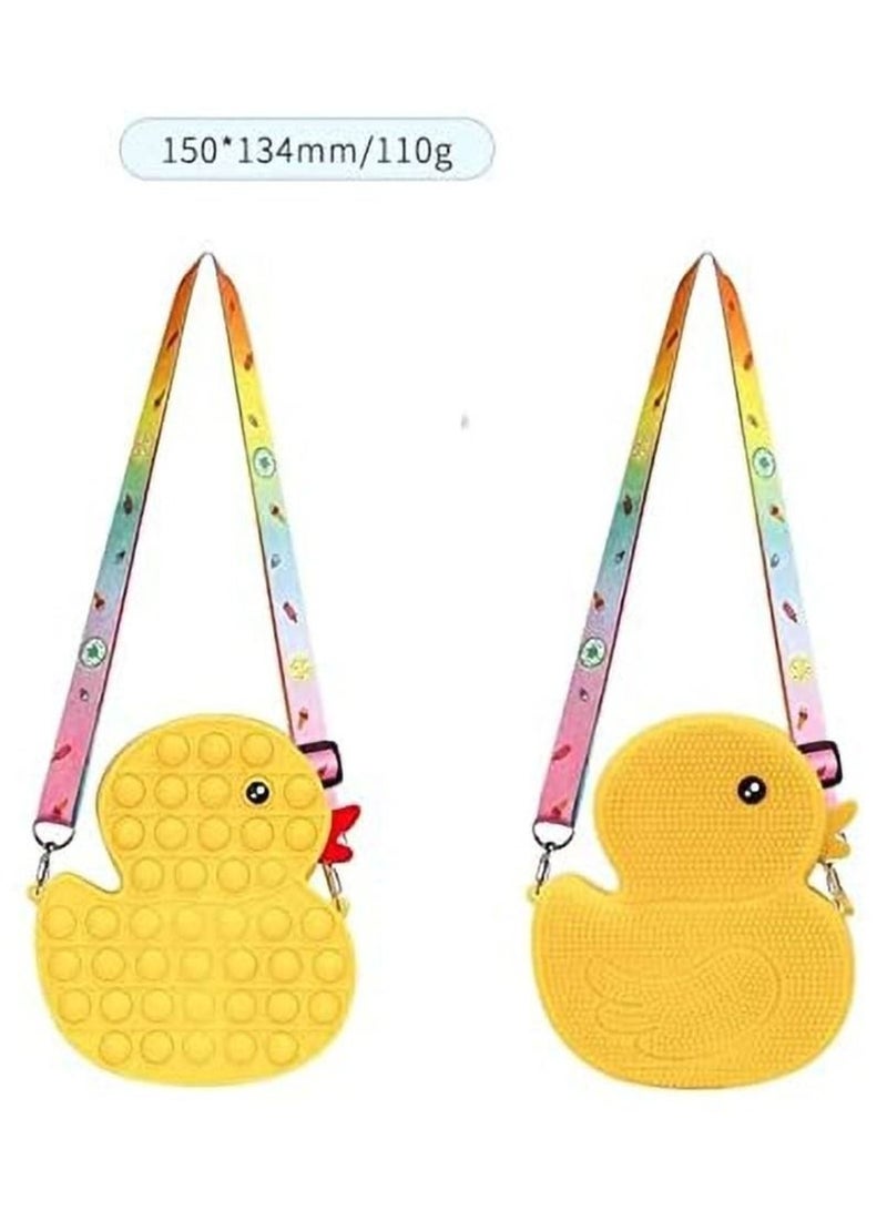 إستيل حقيبة كتف بطة صفراء من بوب فيدجيت تويز ، ألعاب بوب فيدجيت إيت بورس بوبر دفع فقاعات فيدجيت ، ألعاب تخفيف التوتر للأطفال ، اللوازم المدرسية ، حقيبة الظهر للبنات - Image 2