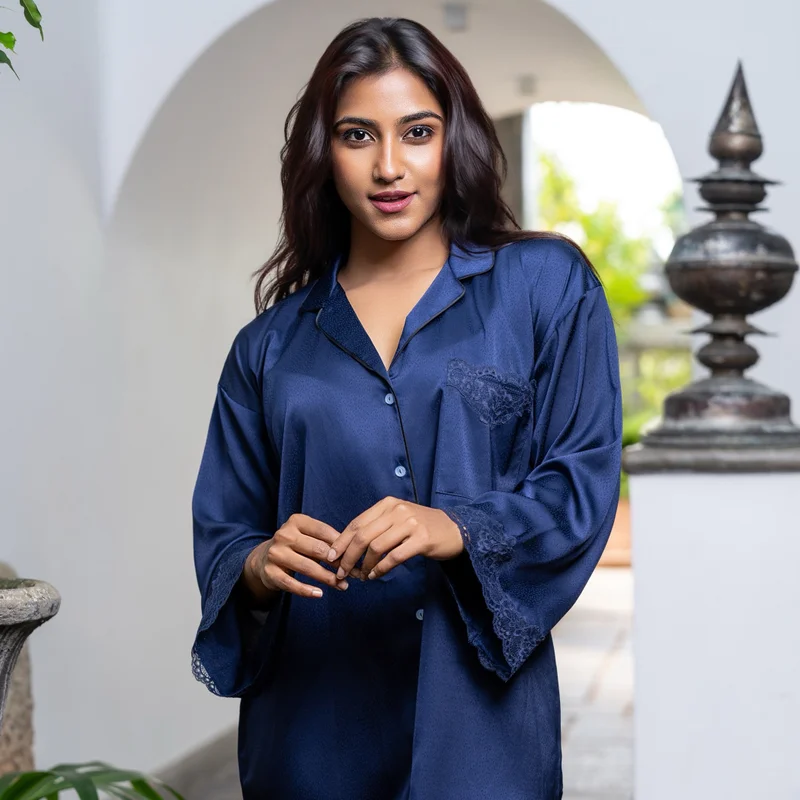 Aadaraya Aadaraya Nighty Short Notch Collar