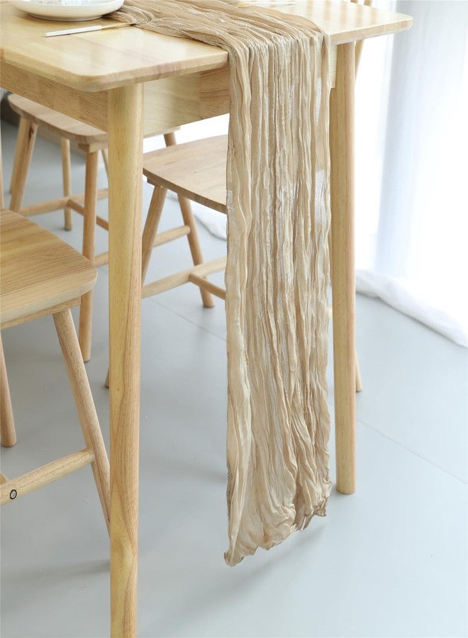 Fhberni 5 Pack Cheesecloth Table Runner 120 Inch Boho Gauze Cheese Shabby Chic Rustic Table Runner for Wedding, Baby Shower, Birthday, Banquets - Champagne - Image 2