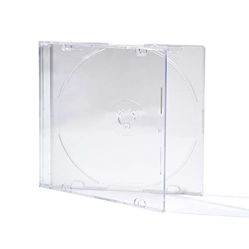 Maxtek Ultra Thin 5.2mm Slim Clear CD Jewel Case with Built in Frost Clear Tray, 100 Pack. - Image 1
