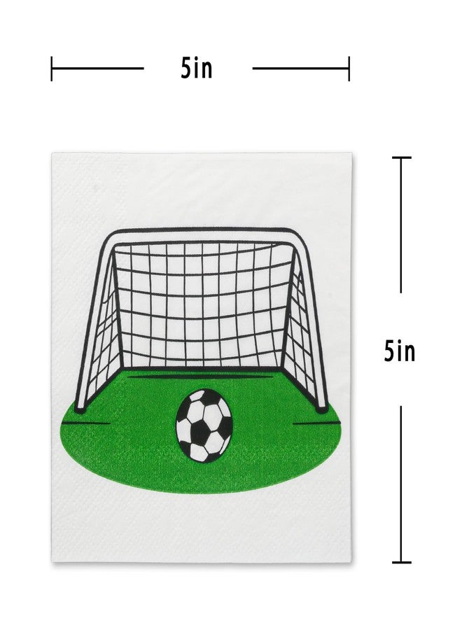 Pandecor 50 Pieces 5 inches Cocktail Napkins for Soccer and Football Birthday Party - Image 2