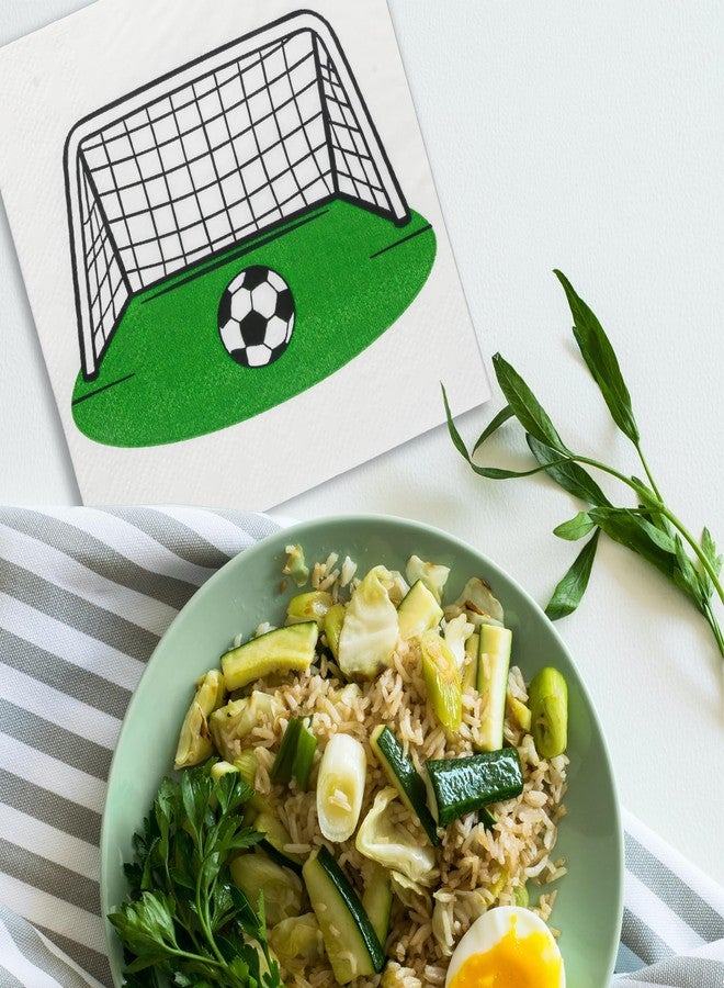 Pandecor 50 Pieces 5 inches Cocktail Napkins for Soccer and Football Birthday Party - Image 5