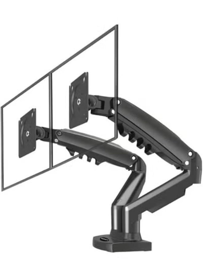 حامل طاولة مزدوج للشاشات - بذراع هيدروليك ومفصلات متحركة - عملي ويوفر المساحة - مناسب للشاشات من 17 إلى 27 بوصة - Image 1