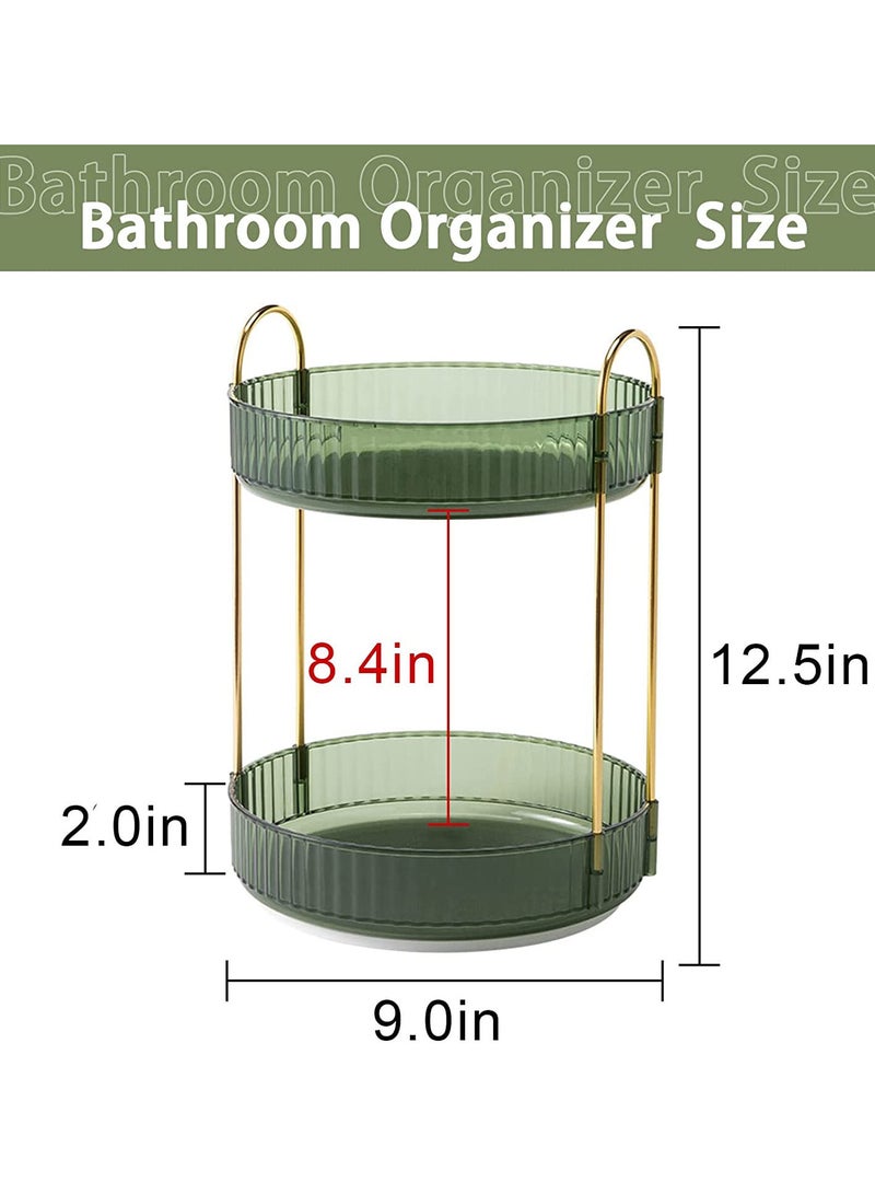 Sharpdo Rotating Makeup Organizer for Vanity 2 Tier, High-Capacity Skincare Clear Make Up Storage Perfume Organizers Cosmetic Dresser Organizer Countertop 360 Spinning - Image 2