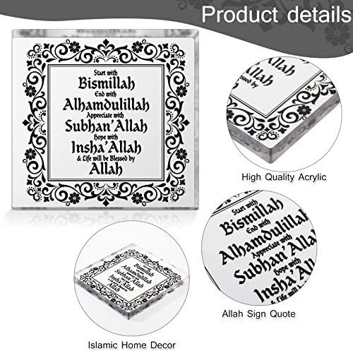 Yookeer Islamic Acrylic Desk Decor Ramadan Decoration for Home 5 Inch Eid Mubarak Sign Hajj Mubarak Table Ornament Start and End with Allah Appreciate and Hope with Allah Birthday Gift(Black) - Image 3