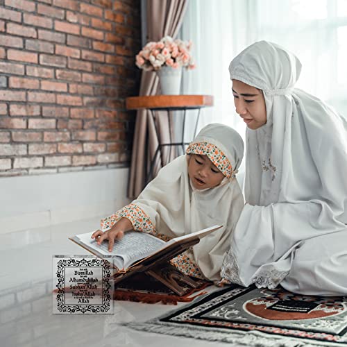 Yookeer Islamic Acrylic Desk Decor Ramadan Decoration for Home 5 Inch Eid Mubarak Sign Hajj Mubarak Table Ornament Start and End with Allah Appreciate and Hope with Allah Birthday Gift(Black) - Image 5