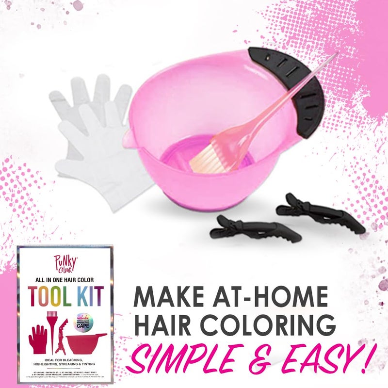 Punky Colour Hair Bleach Kit - Hair Dye Kit with Dye Bowl, Color Brush, Gloves & Clips, Coloring & Bleaching Accessories - Image 3