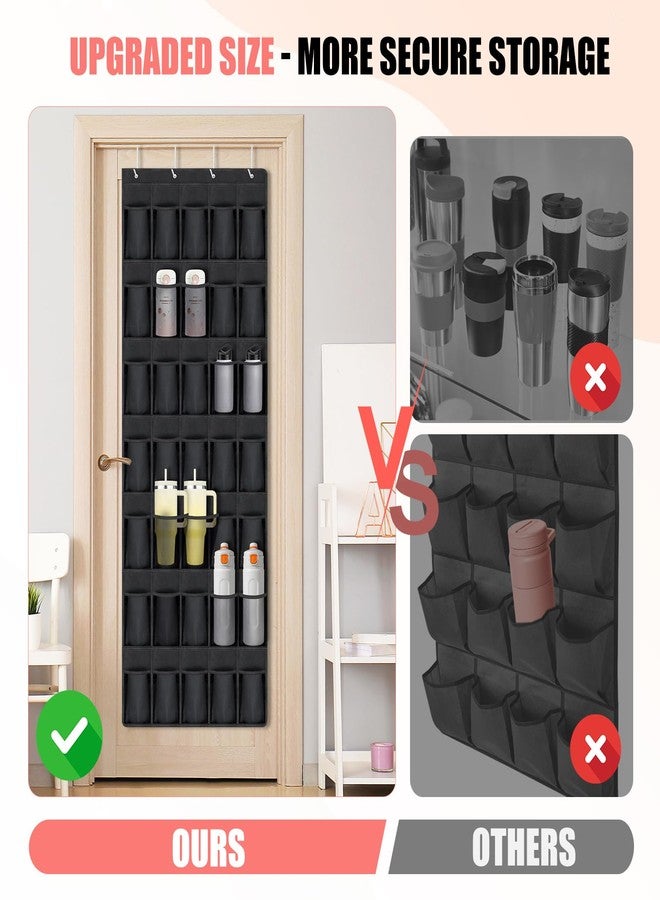 DARCKLE Water Bottle Organizer for Stanley Cup, 35 Holders Over The Door Waterproof Beathable Oxford Fabric Sturdy Closet Storage Rack Hangs Wall Door RV for Shoes, Bottle, Doll(Black) - Image 5