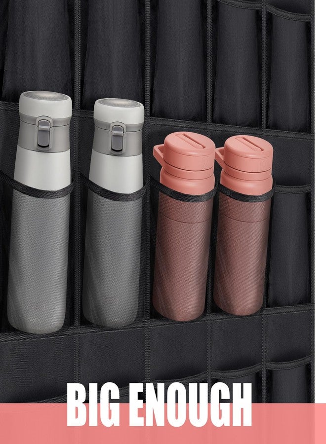 DARCKLE Water Bottle Organizer for Stanley Cup, 35 Holders Over The Door Waterproof Beathable Oxford Fabric Sturdy Closet Storage Rack Hangs Wall Door RV for Shoes, Bottle, Doll(Black) - Image 3