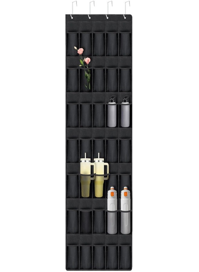 DARCKLE Water Bottle Organizer for Stanley Cup, 35 Holders Over The Door Waterproof Beathable Oxford Fabric Sturdy Closet Storage Rack Hangs Wall Door RV for Shoes, Bottle, Doll(Black) - Image 1