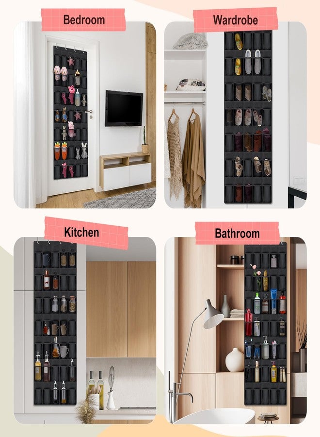 DARCKLE Water Bottle Organizer for Stanley Cup, 35 Holders Over The Door Waterproof Beathable Oxford Fabric Sturdy Closet Storage Rack Hangs Wall Door RV for Shoes, Bottle, Doll(Black) - Image 2