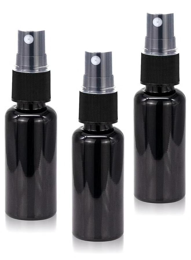 Pack Of 3 Empty black Spray Bottles 30ml-Small Plastic Spray Bottle, Empty Fine Mist Mini Travel Size Sprayer, Portable Refillable  - Image 1