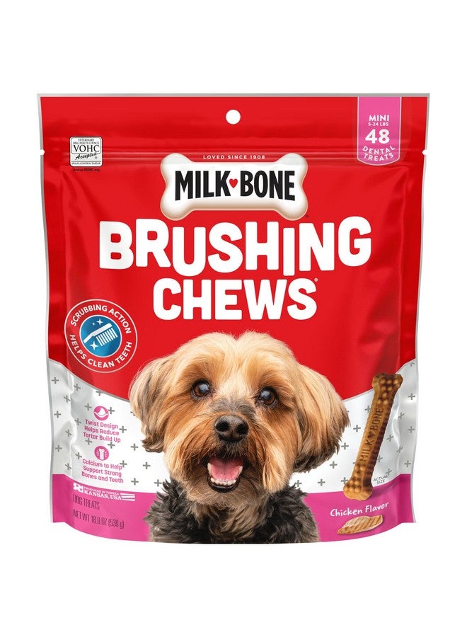 MILK-BONE Milk-Bone Original Brushing Chews 48 Mini Daily Dental Dog Treats Scrubbing Action Helps Clean Teeth  - Image 1