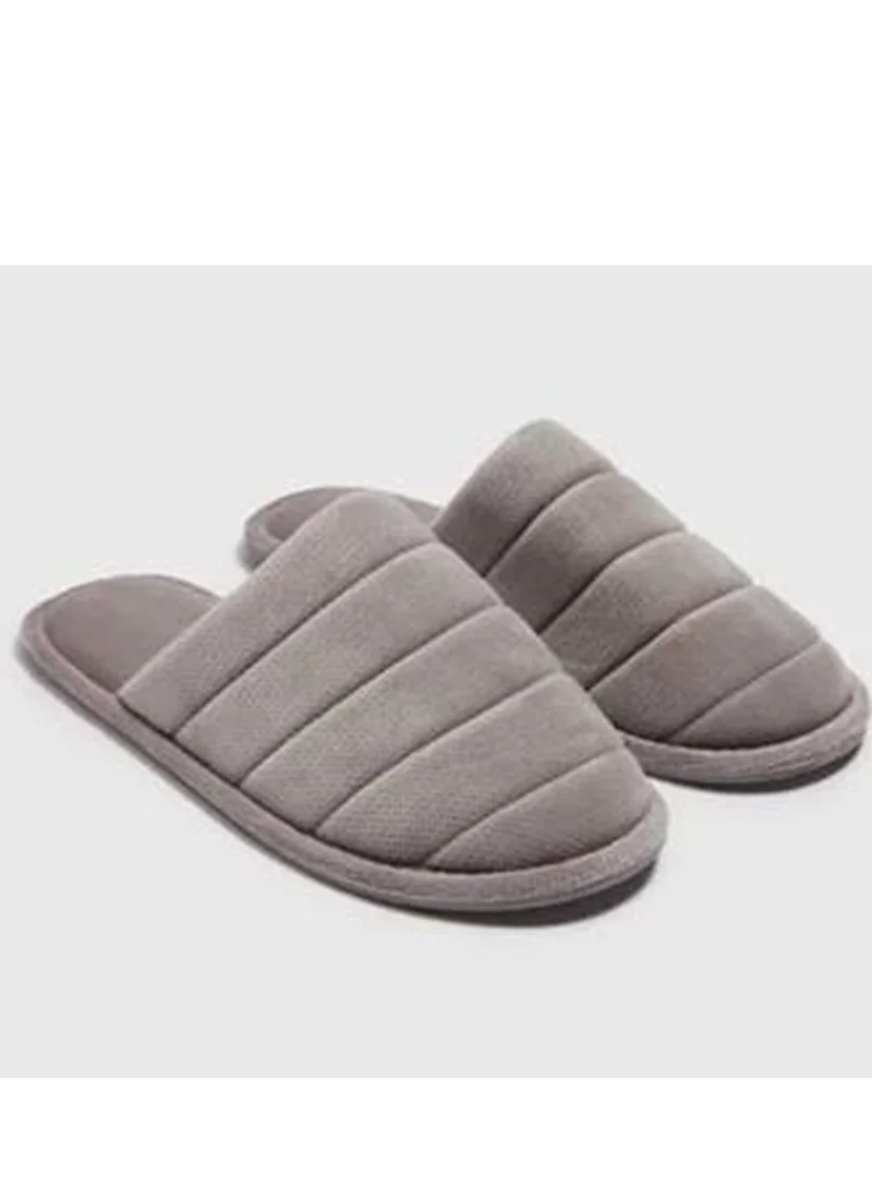 Matalan Grey Closed Toe Pom Slippers