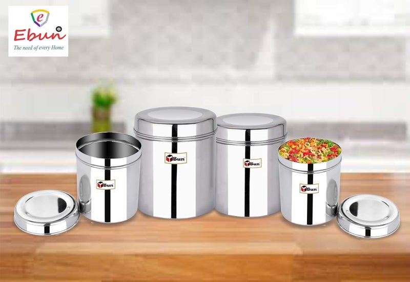 Ebun Stainless Steel Containers For Kitchen Storage 25 Kgs To 5 Kgs Steel Dabba Set For Kitchen Combo of 4 Dabba - Image 5