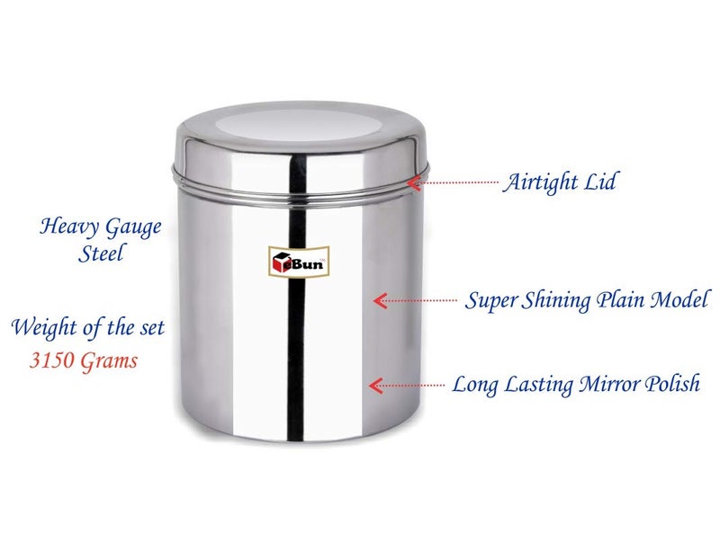 Ebun Stainless Steel Containers For Kitchen Storage 25 Kgs To 5 Kgs Steel Dabba Set For Kitchen Combo of 4 Dabba - Image 3