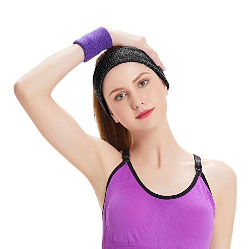 HANERDUN Sports Sweatbands Headbands Breathable Terry Cloth Sweat Head Bands for Men and Women Running Work Out Yoga Exercise Tennis - Image 2