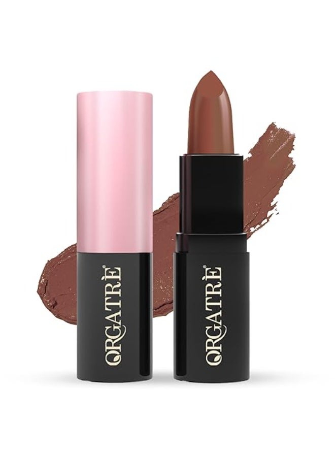 Orgatre MoodBliss Creamy Matte Long Lasting Bullet Lipstick for Women | Intense Colour, Keeps Lips Moisturised | Non-Drying | Highly Pigmented Non-Transfer Formula | Enriched with Almond Oil (Muddy Mirage, 3.2 gm) - Image 1