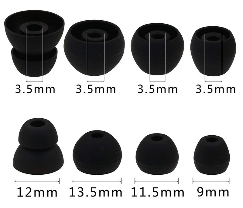 ALXCD Replacement Eartips Silicone Earbuds Buds Set Compatible with Powerbeats Pro, 8 Pairs S/M/L/D 4 Sizes Soft Silicone Earbuds Tips, Compatible with Powerbeats Pro Headphones PB Pro (Black) - Image 3