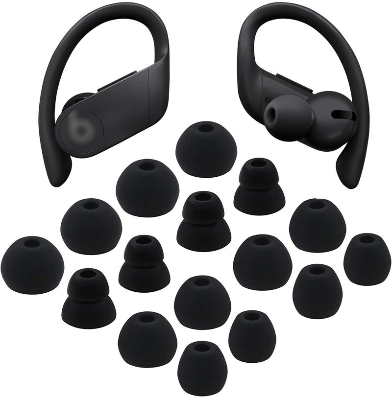 ALXCD Replacement Eartips Silicone Earbuds Buds Set Compatible with Powerbeats Pro, 8 Pairs S/M/L/D 4 Sizes Soft Silicone Earbuds Tips, Compatible with Powerbeats Pro Headphones PB Pro (Black) - Image 1