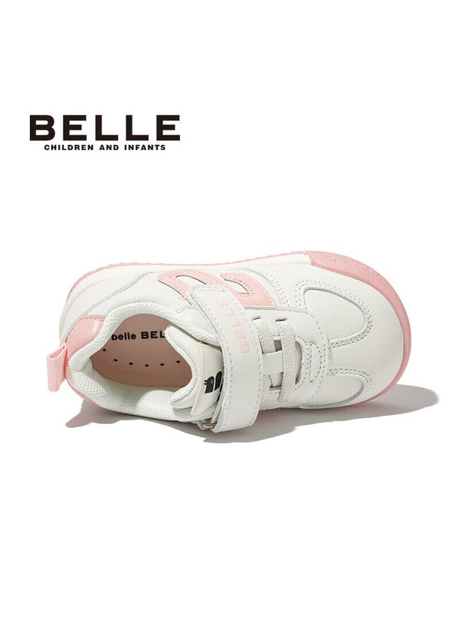 Belle Children's Shoes, Soft-soled Sneakers, Spring White Shoes, Kids' Sports Shoes, Baby Fashion Casual Shoes, Beige/pink, Size 30 - Image 3