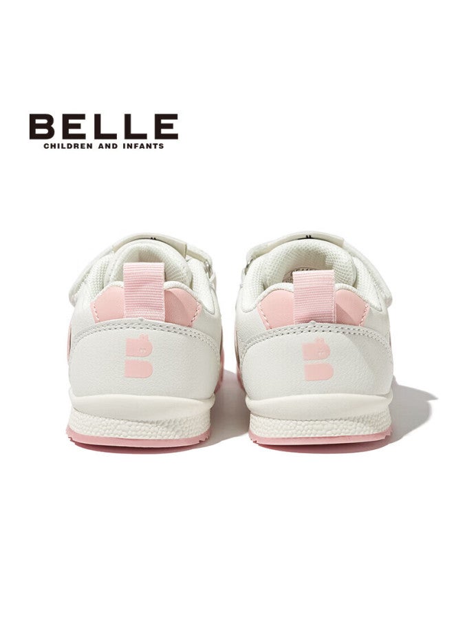 Belle Children's Shoes, Soft-soled Sneakers, Spring White Shoes, Kids' Sports Shoes, Baby Fashion Casual Shoes, Beige/pink, Size 30 - Image 4