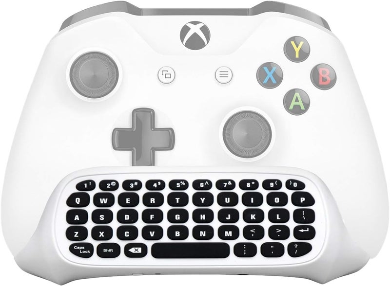 Megadream Xbox One Wireless Chatpad Keyboard with 3.5mm Audio Jack for Microsoft Xbox One & Xbox One Slim Controller, PC – 2.4G USB Receiver & Charge Cable Included - White - Image 1