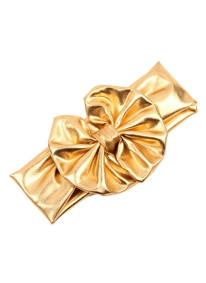 JustMyDress - Baby Girls Bronzing Gilding Headband Floppy Metallic Messy Big Bows Headwrap Ja61 (Golden) - Image 1