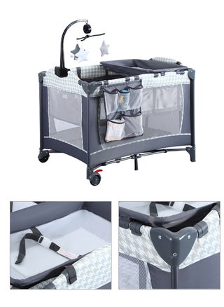 Baby Cot With Changing Table-Grey