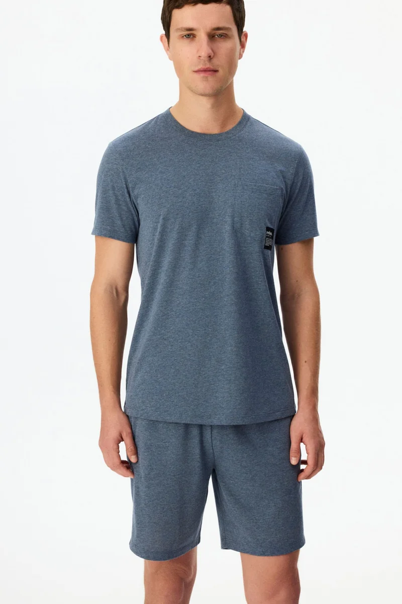 PENTI Men's Soft Short Sleeve Shorts Pajama Set