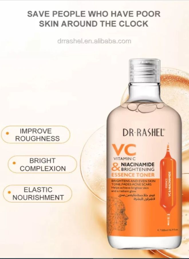 RASHELL Vitamin C & Niacinamide Brightening Essence Toner Multicolour 500ml - Image 2
