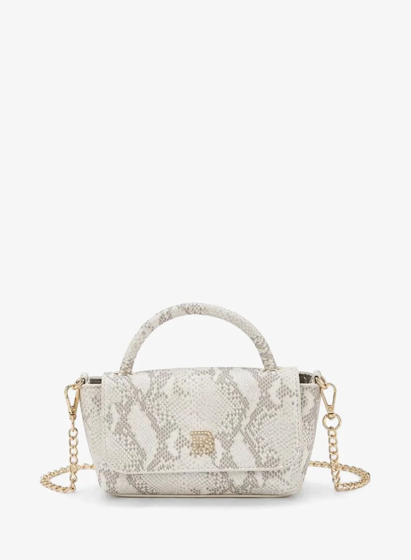 SNAKE PU BAG WITH DETACHABLE SHOULDER STRAP