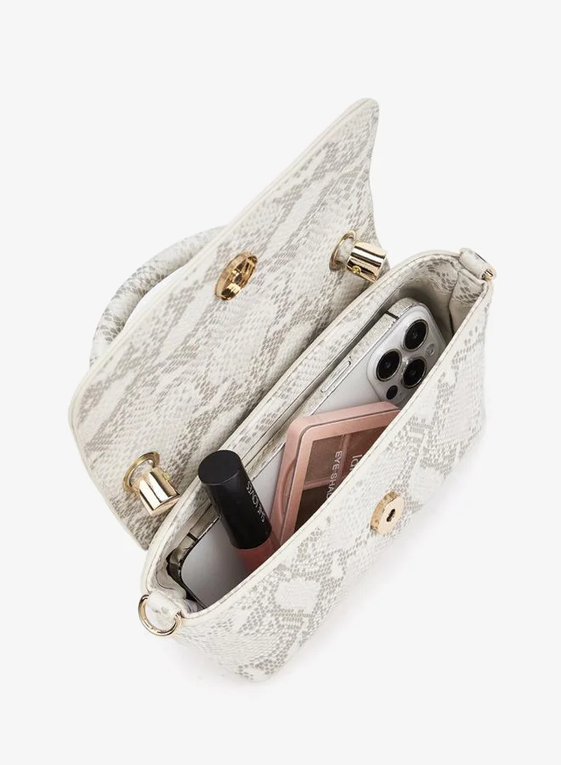 Flora Bella By Shoexpress GREY SNAKE PU BAG WITH DETACHABLE SHOULDER STRAP for Women | Best Price UAE
