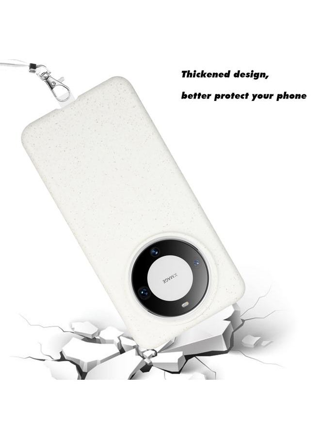 Green Tiger - Case For Huawei Mate 60 Wheat MagSafe Magnetic Straw Material + TPU Phone Case with Lanyard - Image 1