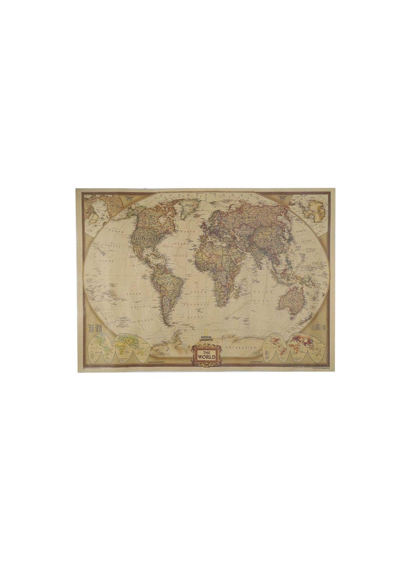 GGOOT Vintage Retro Matte Kraft Paper World Map Antique Poster Wall Sticker Home Decor Practical and Useful - Image 1