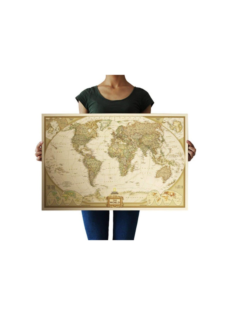 GGOOT Vintage Retro Matte Kraft Paper World Map Antique Poster Wall Sticker Home Decor Practical and Useful - Image 2