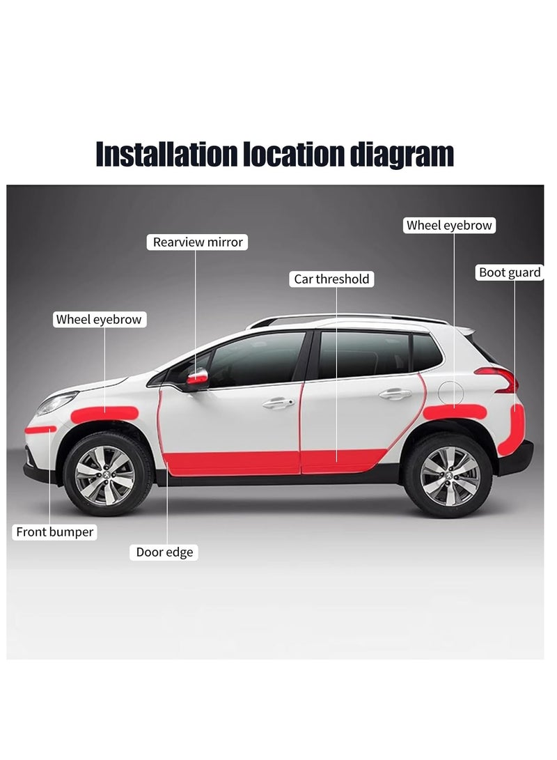 أوزيغالور واقي حافة باب السيارة، واقي عتبة الباب المضاد للخدوش، حافة لاصقة شفافة (1.2 بوصة × 32.8 قدم، أسود) - Image 3