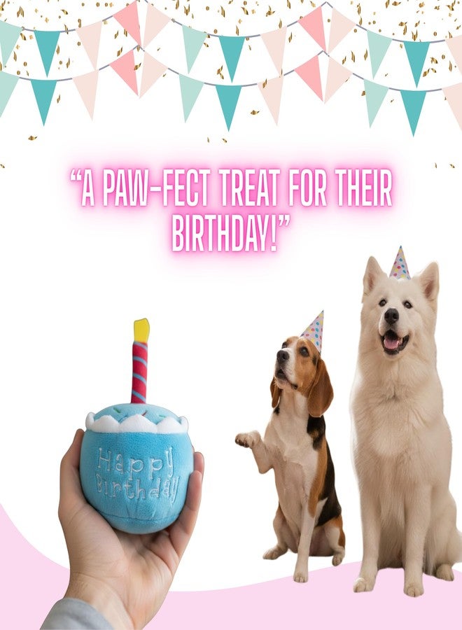 Glow Pups قبعة عيد ميلاد مضيئة للكلاب مع صفارة، قبعة عيد ميلاد زرقاء من القطن المخملي للكلاب، هدية عيد ميلاد مخططة ومرحة للكلاب الصغيرة والمتوسطة والكبيرة - أزرق - Image 4
