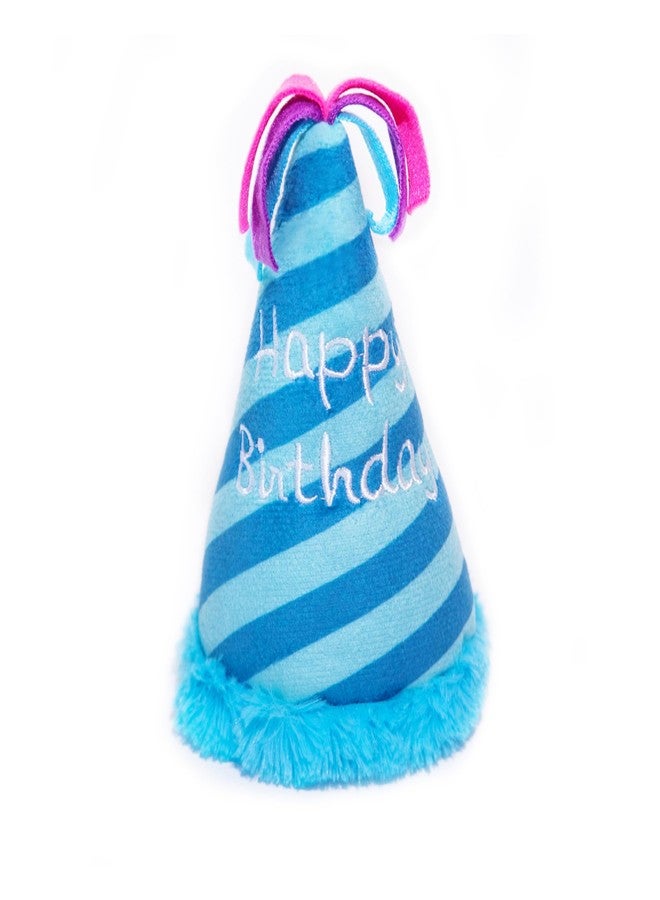 Glow Pups قبعة عيد ميلاد مضيئة للكلاب مع صفارة، قبعة عيد ميلاد زرقاء من القطن المخملي للكلاب، هدية عيد ميلاد مخططة ومرحة للكلاب الصغيرة والمتوسطة والكبيرة - أزرق - Image 1